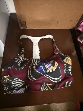 adidas Maroon Butterfly Print Racerback Crop Top